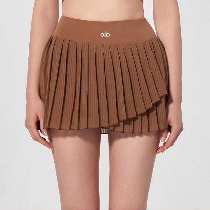 Alo Active Pleated Wrap Tennis Skort Brown