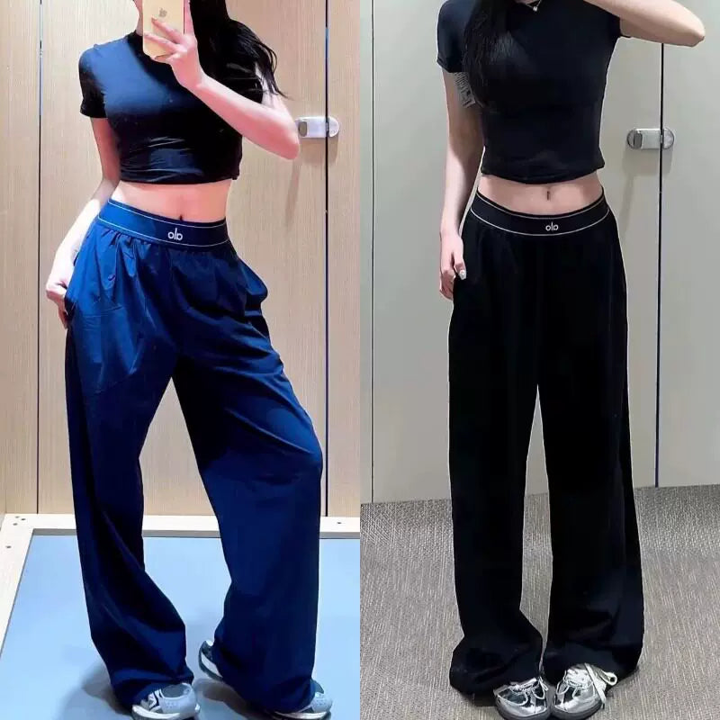 Alo Active Logo Band Wide-Leg Pant