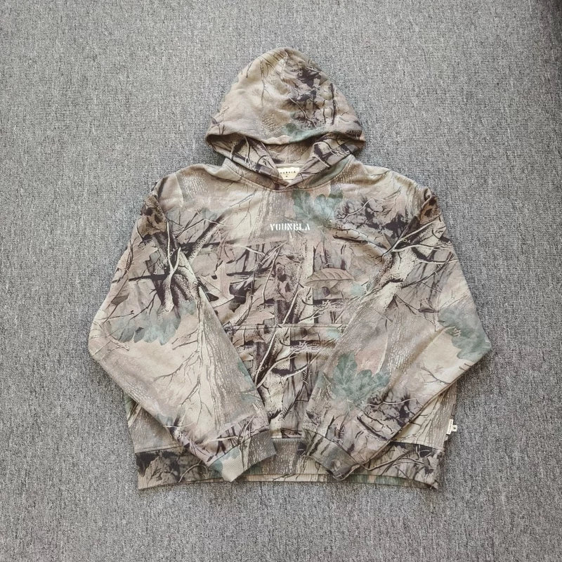 YOUNGLA- Desert Woodland Camo Graphic Pullover Hoodie