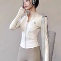 Alo Active Stand-Collar Full-Zip Athletic Jacket Cream