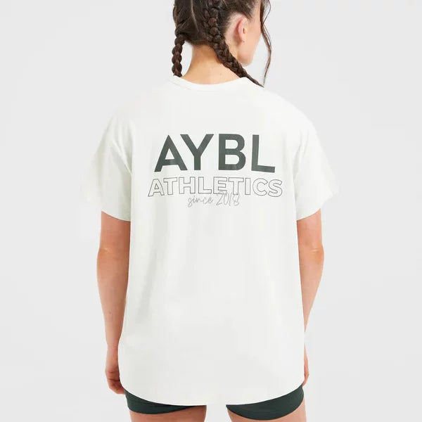 AYBL Athletics Back-Print Oversized Tee White