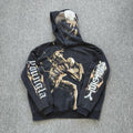 YOUNGLA- Washed Black Attack on Titan Graphic Pullover Hoodie