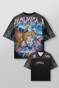 YoungLA x Yu-Gi-Oh! Oversized V-Neck Mesh Jersey – Black Flame & Dark Magician Girl